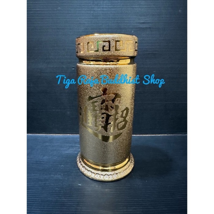 Vas Bunga Tempat Hio Hiolo Keramik Emas Uk.8 In