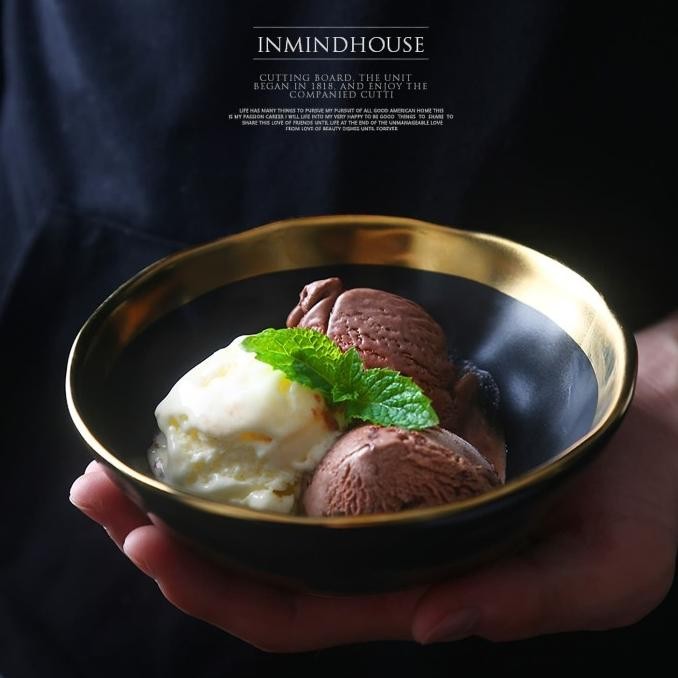 

Nordic Matte Bowl With Gold Rim / Mangkuk Premium Classic Tableware Terlaris