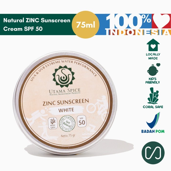 Utama Spice Natural Zinc Sunscreen Cream Spf 50 75 Ml