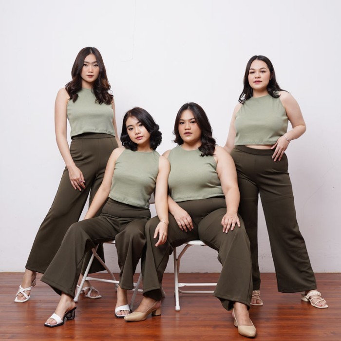 BIG SIZE JUMBO HIGH WAIST CULLOTES PANTS CELANA PANJANG WANITA SCUBA