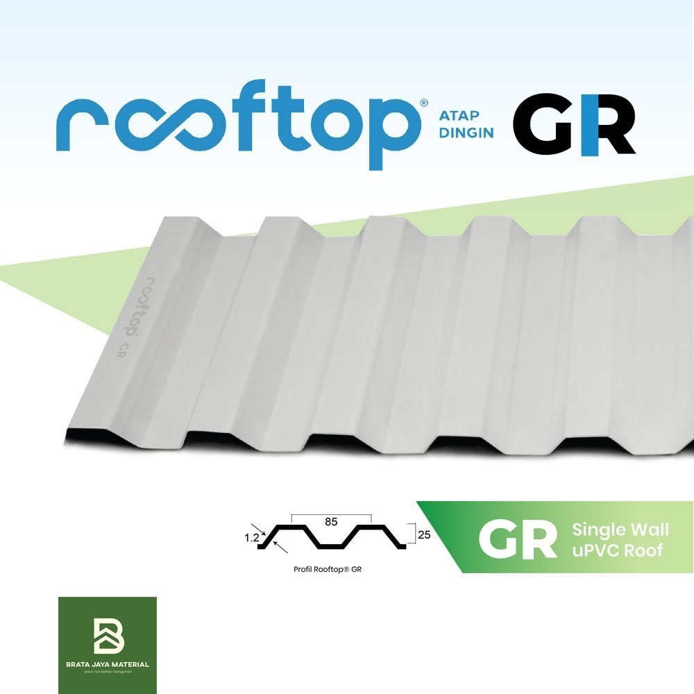 Atap uPVC Rooftop GR Series Single 1 Layer Gelombang Dingin Rumah Gedung Ruko