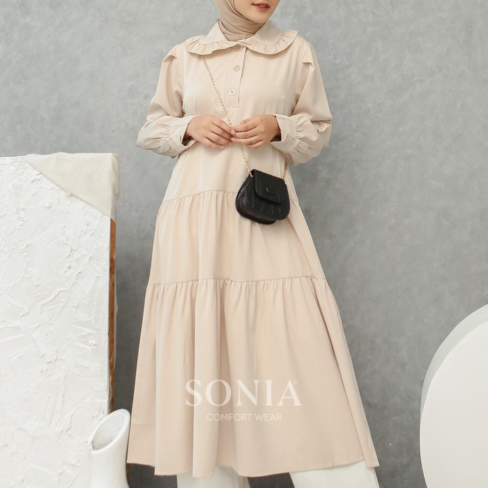 Ivory Korean Tunik B1010125 - SONIA / Tunik Wanita Katun Korea Ruffle - milo, M termurah terbaru