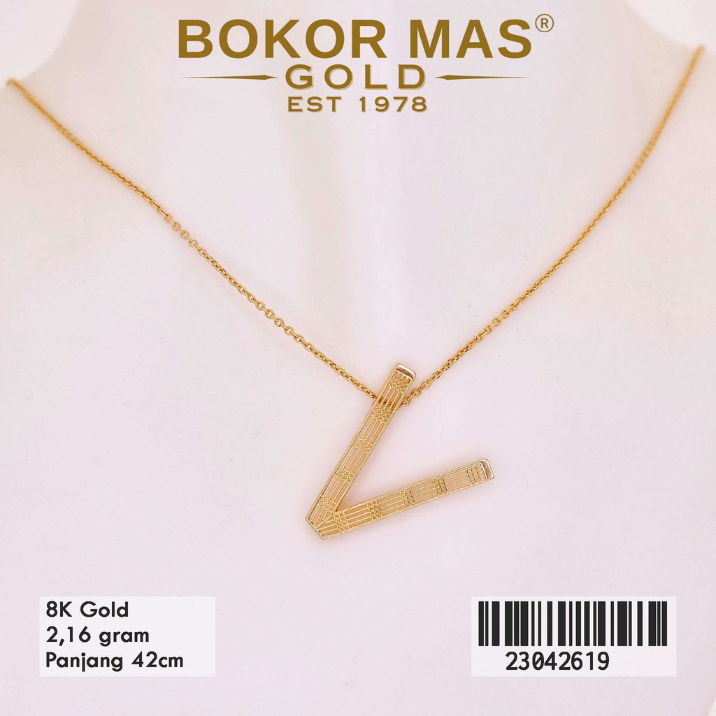 BokorMas Gold Kalung Huruf V Variasi Tanpa Permata Emas Asli kadar 8K karat 23042619