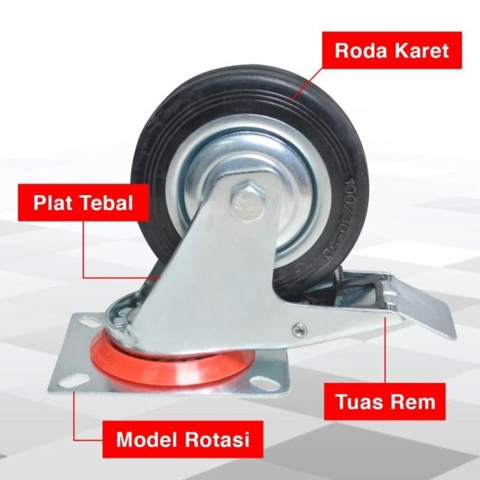 

Tersedia Roda Trolley 6 inch / Xander Roda Troli / Gerobak / Roda Karet Hitam