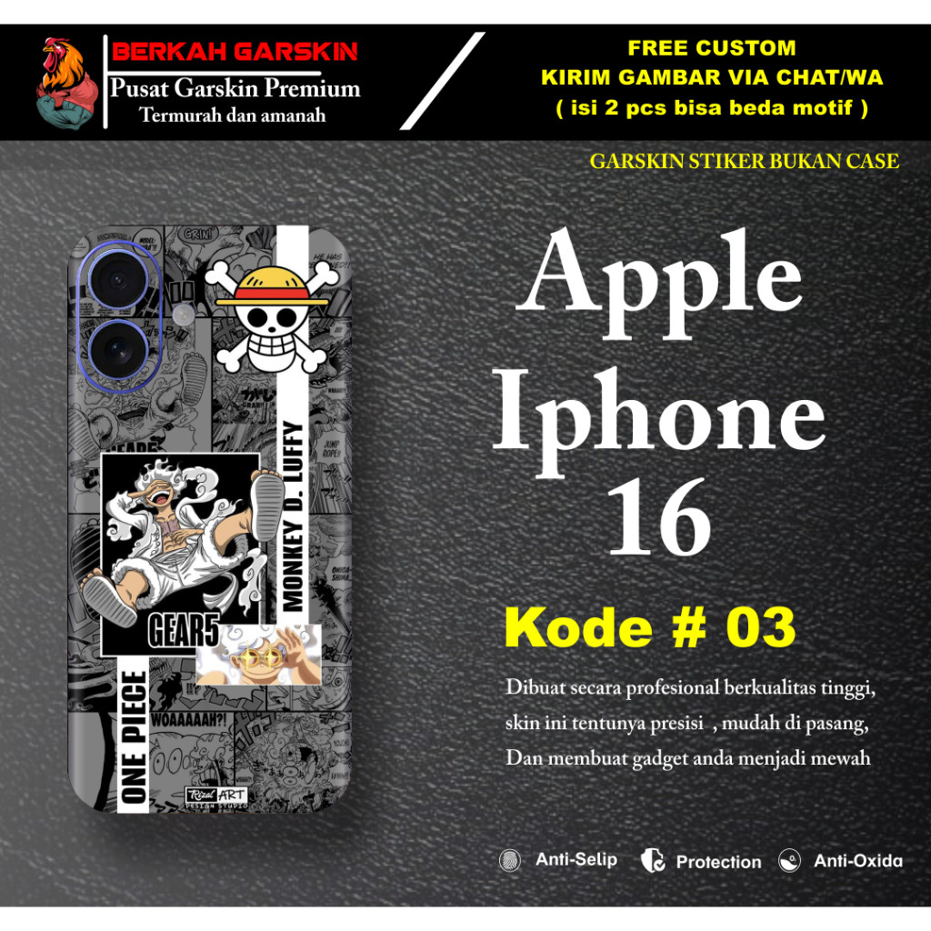 

Wrap* 2 Pcs Stiker Iphone 16 01 05 Request Wrap Skin Garksin CUSTOM Gratis (2pcs)