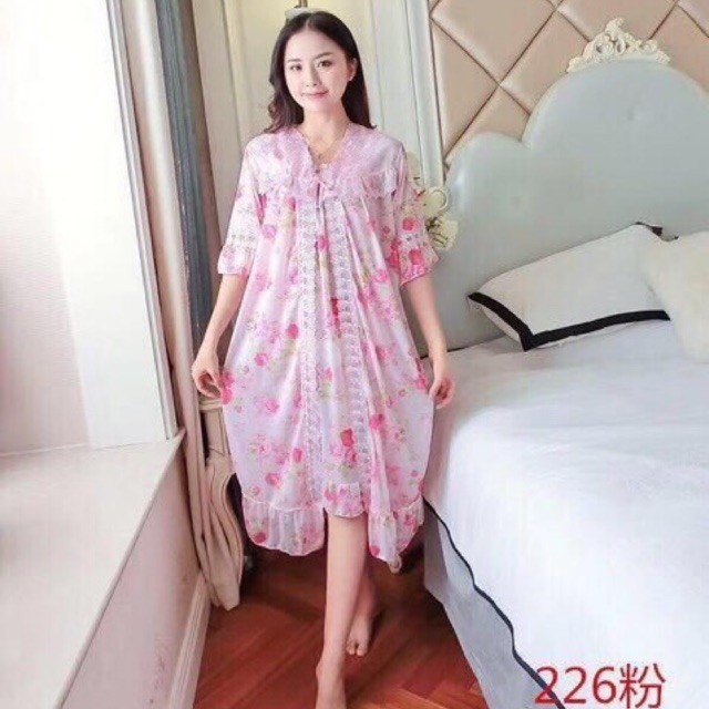 CUCI GUDANG  PROMO BAJU DASTER  Piyama Kimono Bunga Jumbo Size Sexy Dewasa Seserahan LD 120