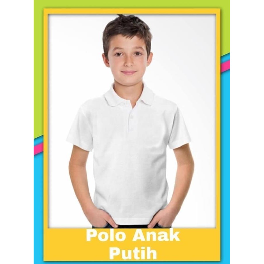 KAOS KERAH POLOS ANAK PUTIH - POLO POLOS ANAK PUTIH