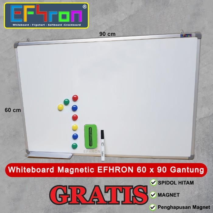 

Best Seller Whiteboard Magnetic Efhron 60 X 90 Cm Gantung Spdl Htm, Magnet, Hpsn
