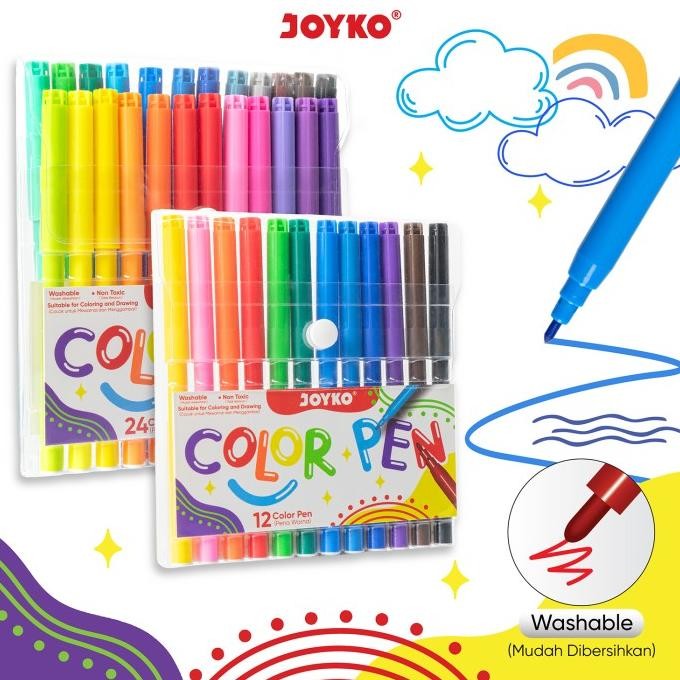 

JOYKO COLOUR PEN MARKER / SPIDOL PEN 12 24 WARNA JOYKO CLP-60