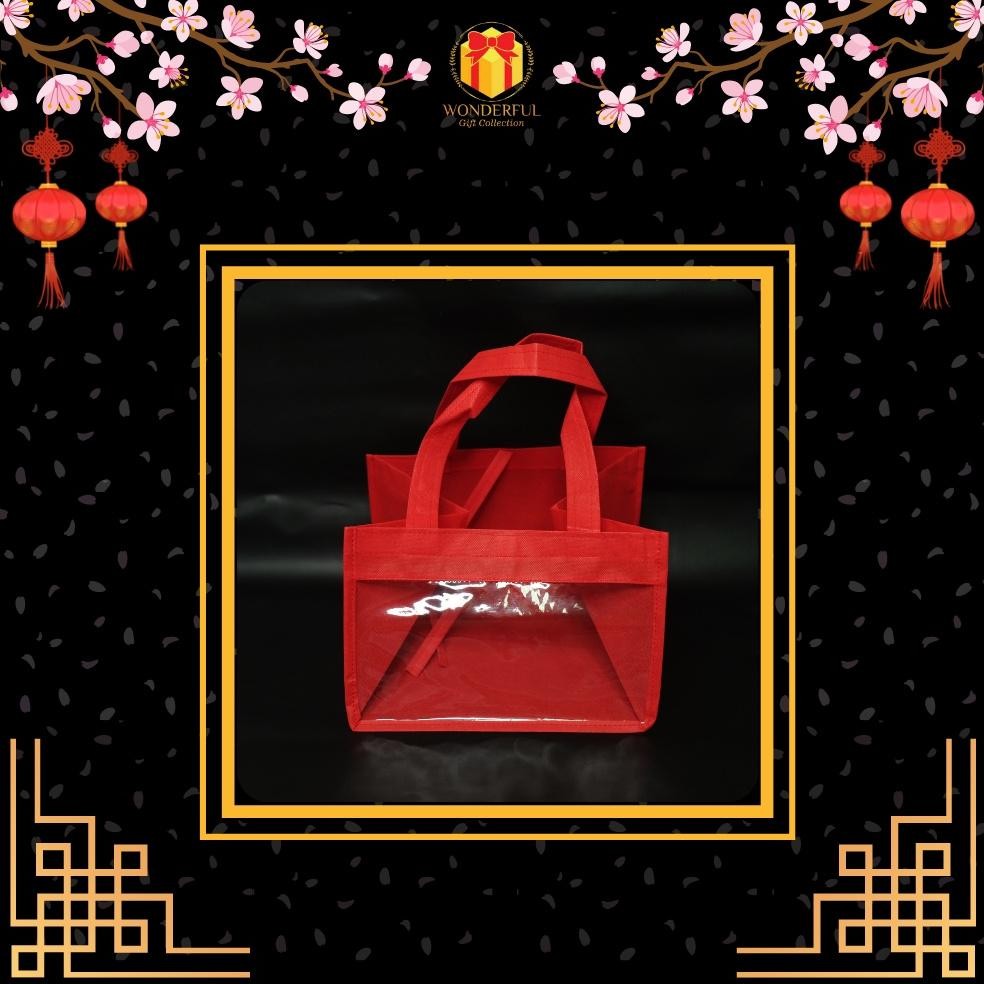 

CR - [6 PCS] Goodie Bag Mika Spoundbond Kantong Kue Hampers Imlek Merah - WGCB2 TERLARIS