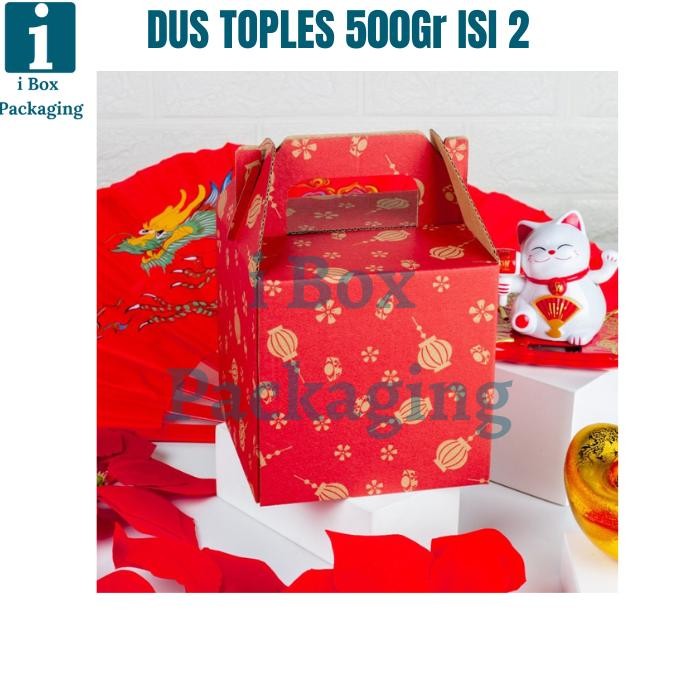 

CR - [ 10 pcs ] Box Tenteng Dus Toples 500Gr Isi 2 Imlek Kotak Kue Kering Packaging Hampers Parcel Chinese New Year Sincia TERLARIS