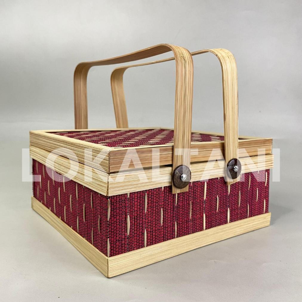 

CR - Rantang Bambu Imlek Natal 25x25cm/ Kotak Hampers Bambu Biji Padi Merah TERLARIS
