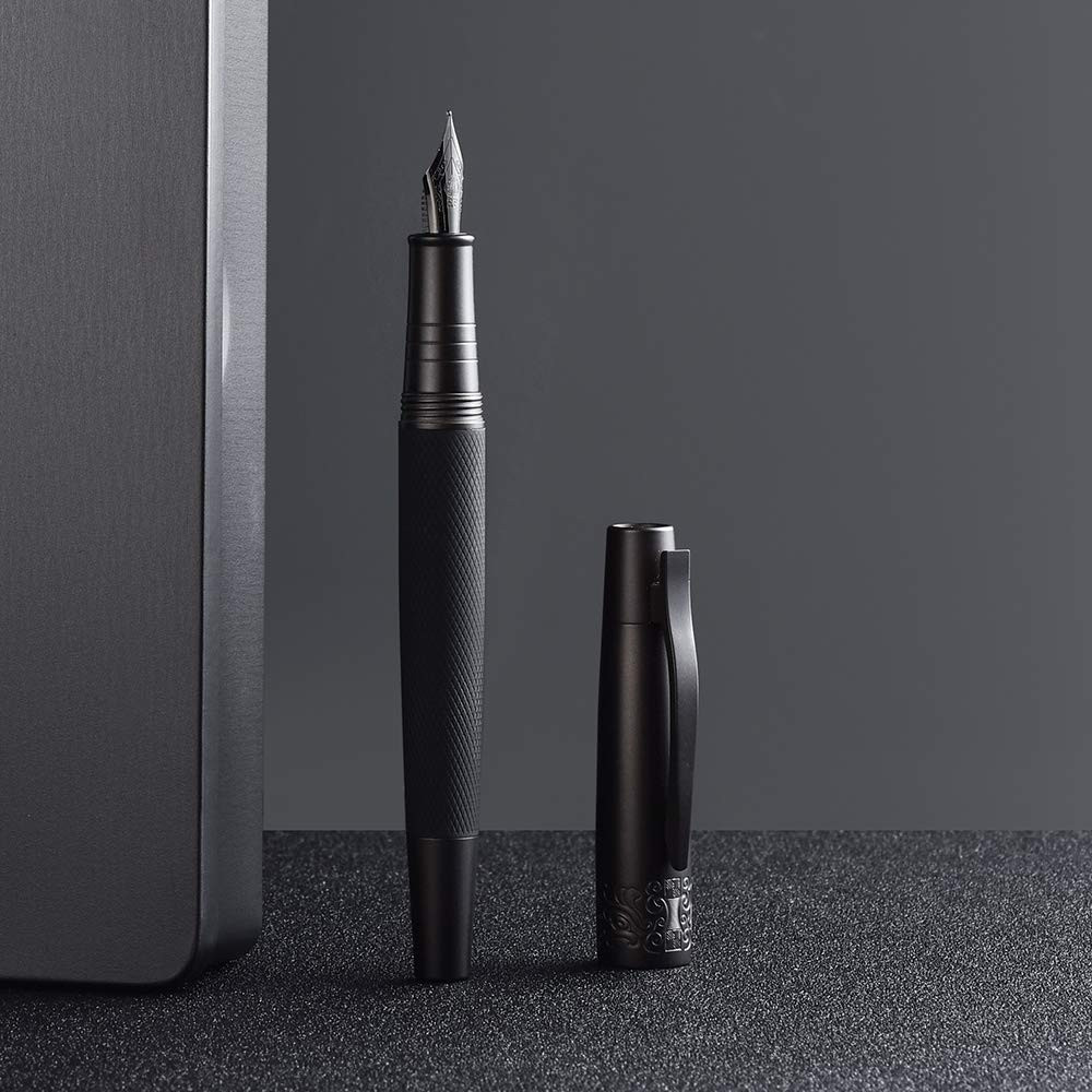 

HongDian Fountain Pen 6013 Matte Black Titanium Black Ujung Pena Ekstra Halus dengan Kotak Logam |B499F812|