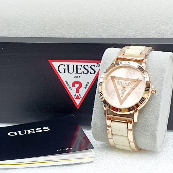 Jam Tangan Wanita Guess Rantai Rose Gold Jam Spesial Fashion Terbaru Original Terlaris