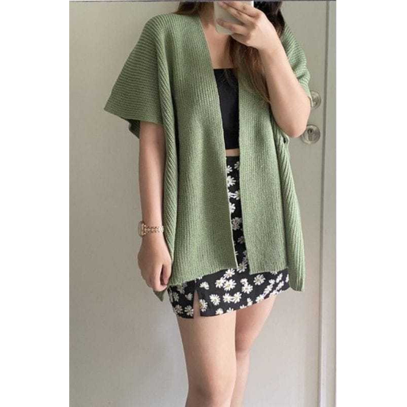 Outer Rajut Polos Batwing Tanpa Lengan