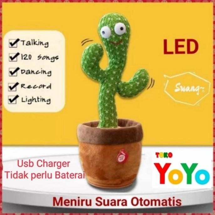 Mainan Musikal Anak Bayi / Mainan Boneka Kaktus Goyang Bicara Menari Original Dan Terpercaya