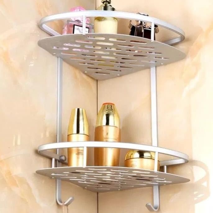 

PROMO RAK SUDUT ALUMINIUM 2 SUSUN RAK SHAMPO KAMAR MANDI TOILET