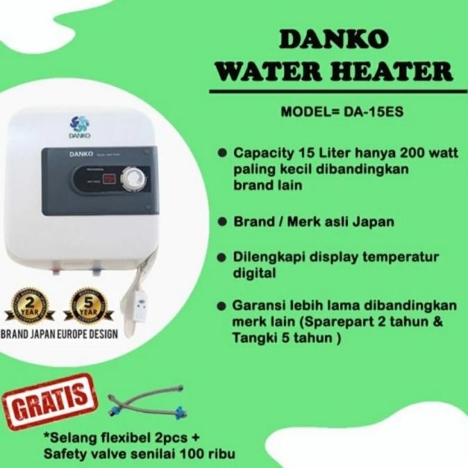 

PROMO DANKO WATER HEATER DANKO 15 LITER 200 WAT DA 15 ES GARANSI RESMI