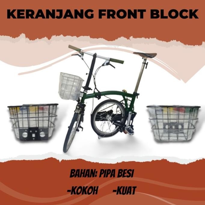 Keranjang Sepeda FrontTrack Lipat Front Block Pipa Besi Kuat Hitam Abu JS88