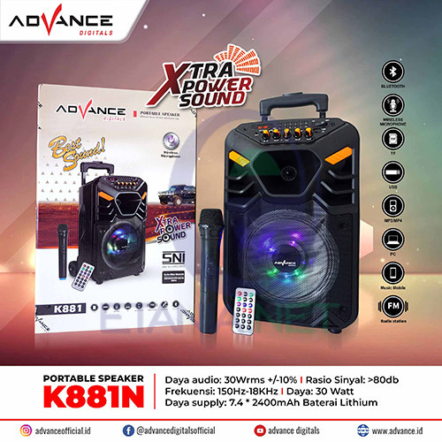 ADVANCE K 881 N Speaker 8 inch Bluetooth 2 Mic