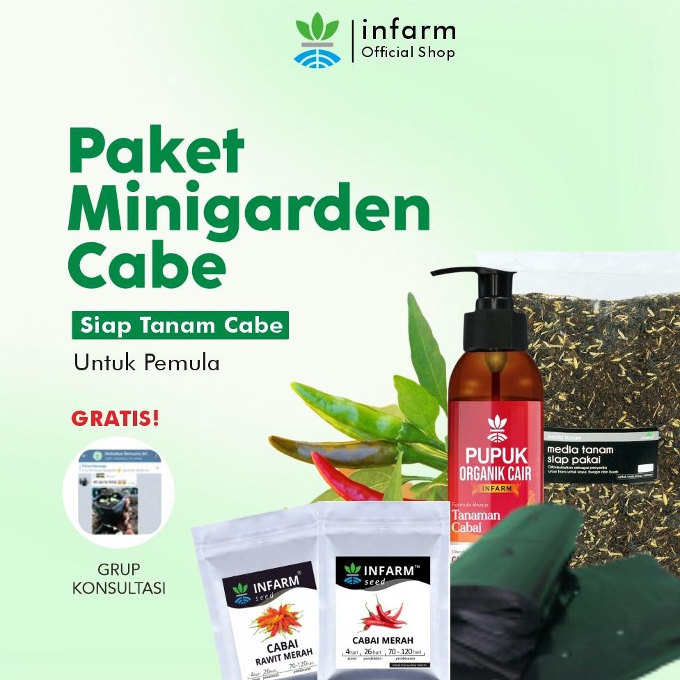 Kk - Paket Minigarden Cabai Berkebun Siap Tanam POC Cabai Media Tanam Polybag dan Benih