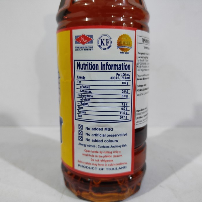

Tiparo Ecap Ian 700Ml Fih Auce Tiparo Thailand Anchovy Halal