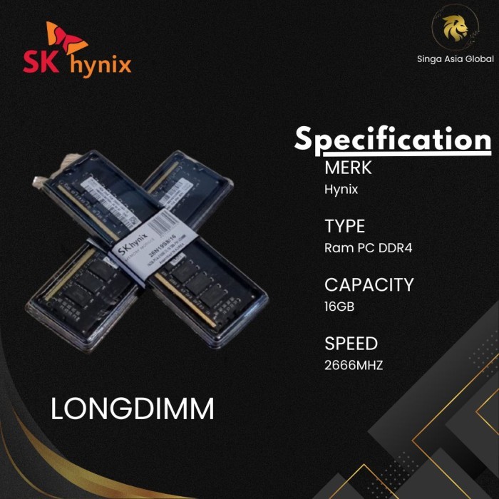 Memory Ram HYNIX Longdimm DDR4 16GB PC21300/2666mhz