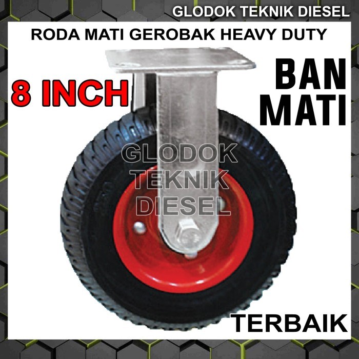 Limited Roda Karet Mati Heavy Duty Trolley Troli 8" Inch Gerobak Ban Mati Hd
