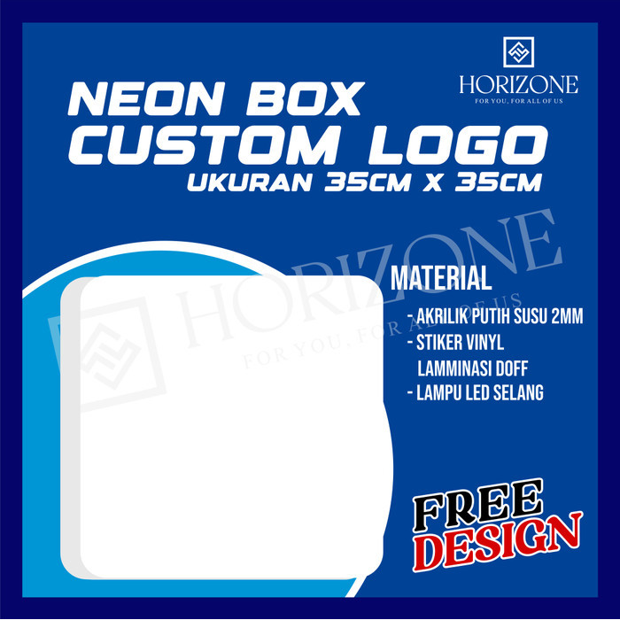 NEON BOX CUSTOM LOGO 35cm x 35cm KOTAK 1 SISI