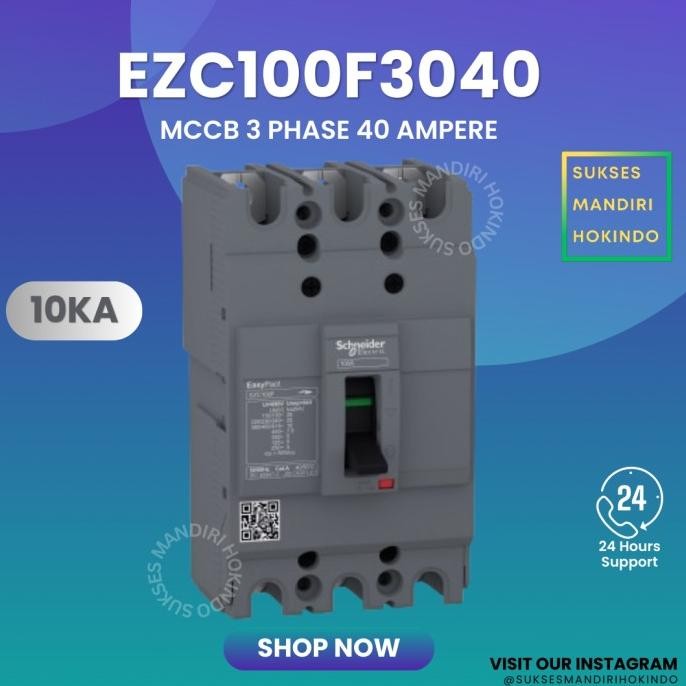 MCCB 3 Phase 40 Ampere 3p 40a Original SNI Schneider EasyPact EZC100F