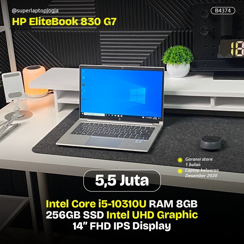 HP EliteBook 830 G7 intel core i5 gen 10 ram 8gb ssd 256gb