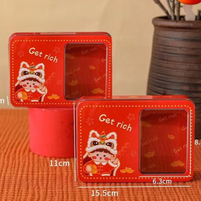 

Imlek Kaleng Kue Kering Kotak Hampers Imlek Tin Box CNY 2024 Toples - Square lion !NEW