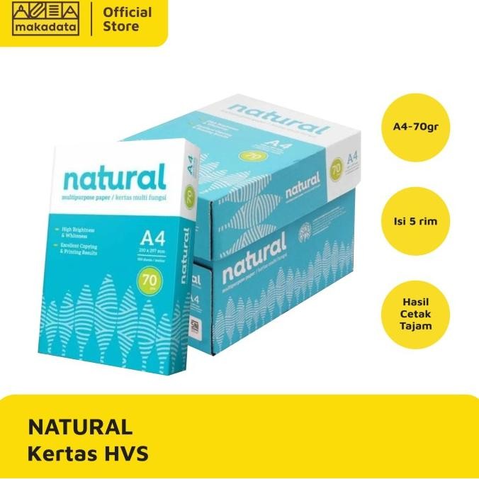 

BEBAS ONGKIR - KERTAS HVS | PRINT | FOTOCOPY NATURAL A4 70 GRAM (1BOX)