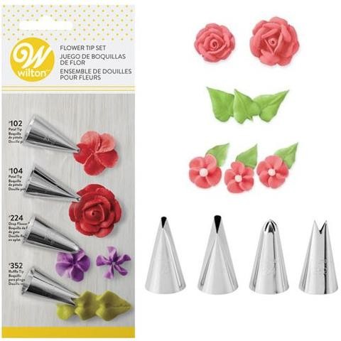 

BIG SALE WILTON FLOWER TIP SET OF 4 ( TIP 102, 104 224, 352 ) !!!!!