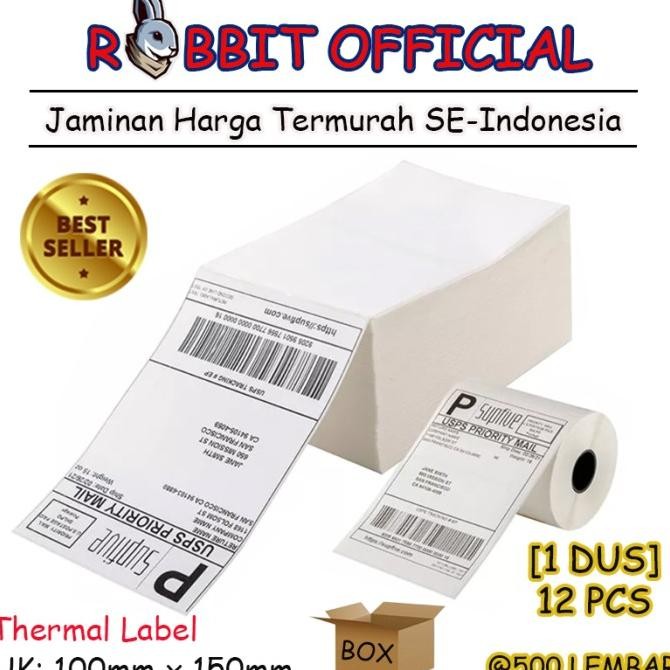

TERBARU - PROMO 1 BOX, 100x150 mm STICKER DIRECT THERMAL LABEL BARCODE [500 PCS]