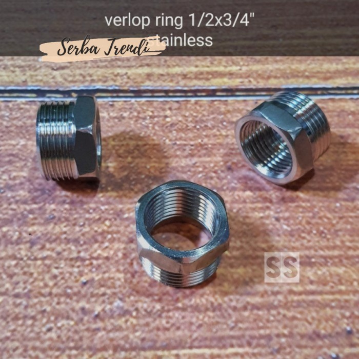 Verlop Ring Stainless 1/2 x 3/4 Sambungan Adaptor Kran Vlok Nepel Drat