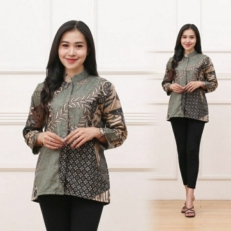 Kebaya & Pakaian Kondangan Batik Kerja Wanita Blouse Batik Lengan Panjang Kemeja Wanita Terbaru
