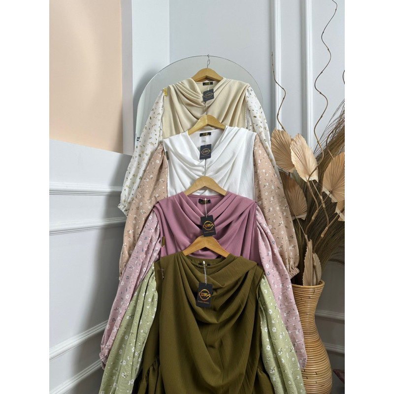 

DFM - ARUMI Set Motip Syari Pasmina Oval Gamis Syari Wanita Bahan Crinkle Airflow