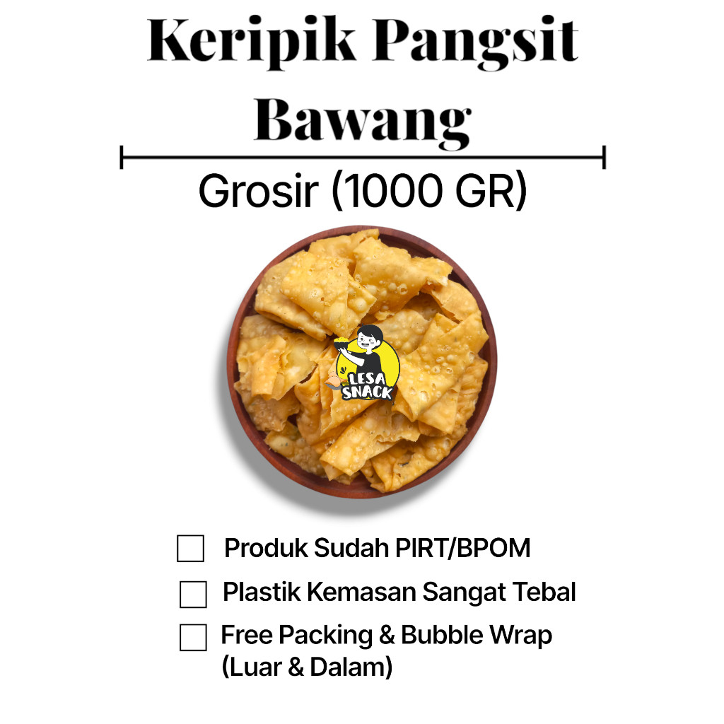 

Keripik Pangsit Bawang Original Snack Kiloan Rasa Gurih & Renyah Kemasan 1 KG