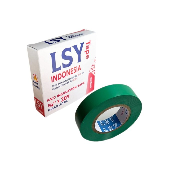 TERMURAH isolasi listrik original LSY TAPE / PVC solasi kabel warna hijau CBM