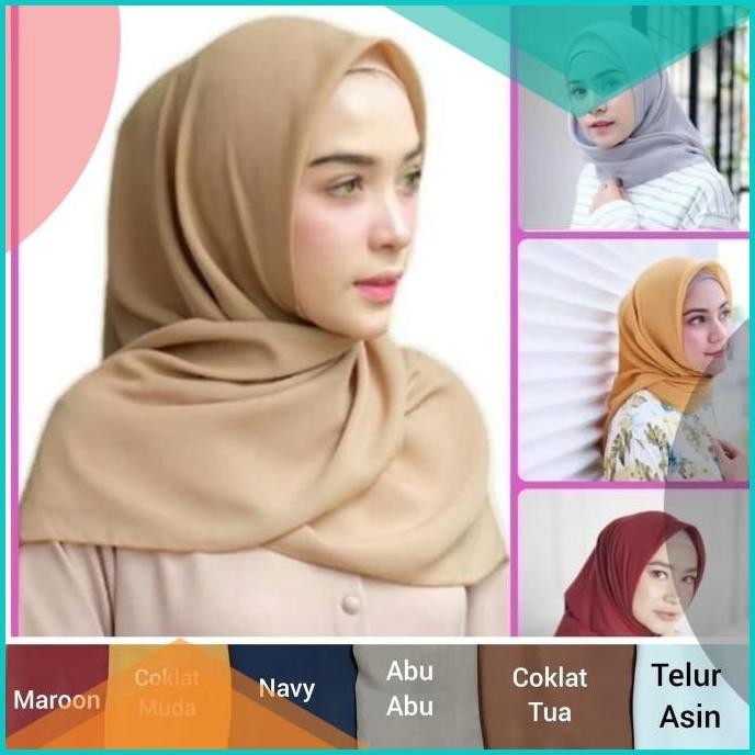 Hijab Segi Empat Polos Jilbab Bella Square Laudya segiempat Scarf Kain