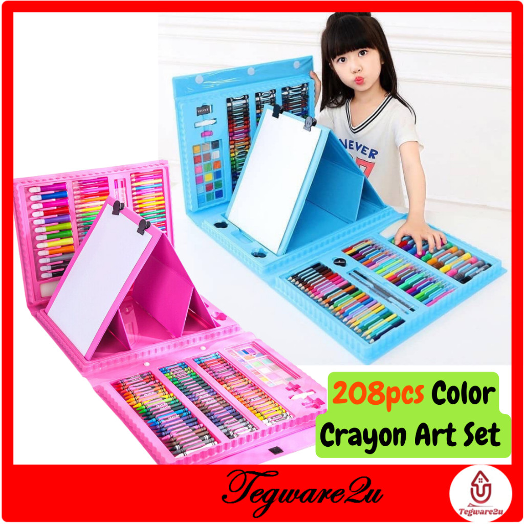 

208 pcs Papan Lukis Anak-anak Pena Warna Krayon Spidol Pensil Set Seni Gambar dengan Kotak Penyimpanan |y2cZupRZ|