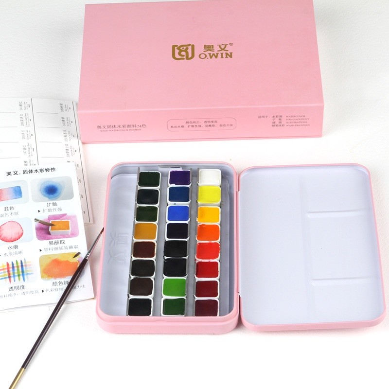 

O.win Solid Watercolor Panit Set Pigmen Cat Air Pelajar 24/36 Warna untuk Pemula JO244 |TwTRPwyg|