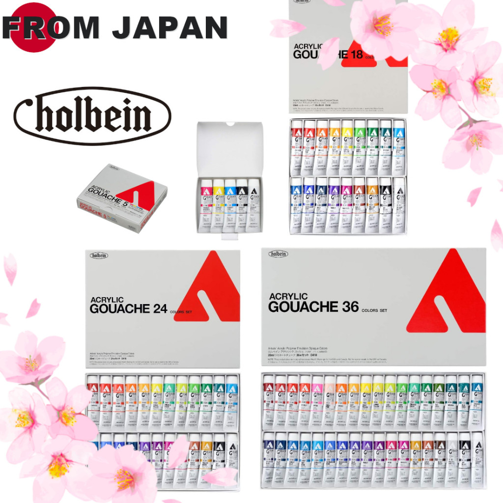 

Holbein Acrylic Gouache 20ml set, Set 5 warna/18 warna/24 warna/36 warna, D421/D414/D416/D418 |C1nIPDS6|
