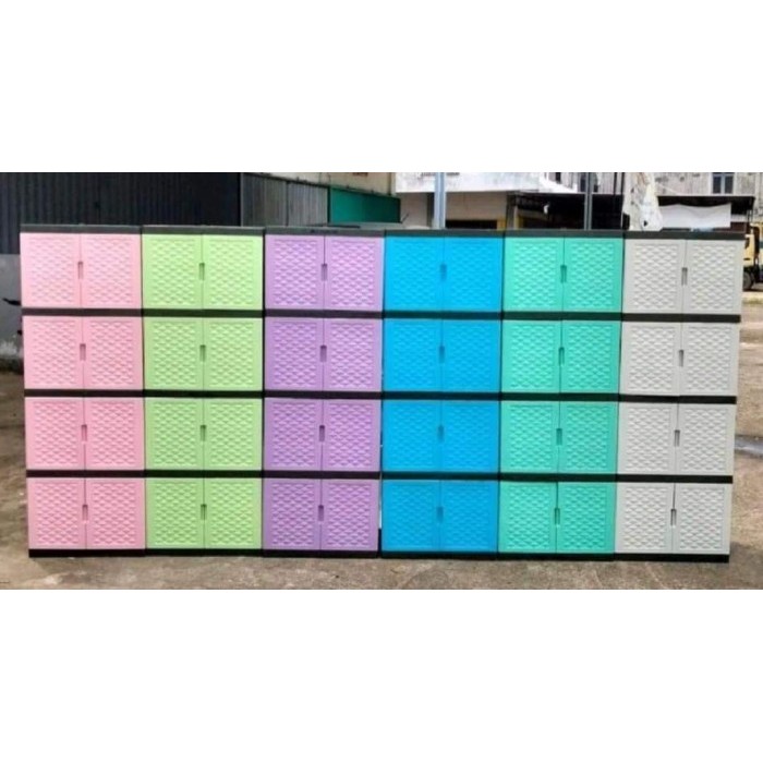 TERLARIS Lemari Plastik Baju Pakaian 4 susun Fawsline / Rak serbaguna Tabita - Biru Muda