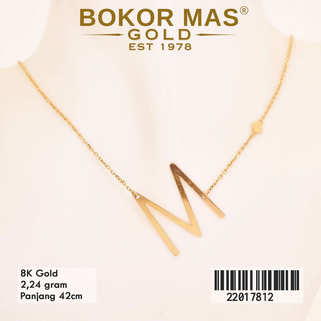 BokorMas Gold Kalung Huruf M Variasi Tanpa Permata Emas Asli kadar 8K karat 22017812