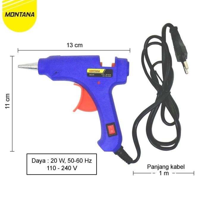 

Promo Glue Gun Montana GG-01/20 Watt + Glue Stick Refill Montana TLG-0/6 PCS COD