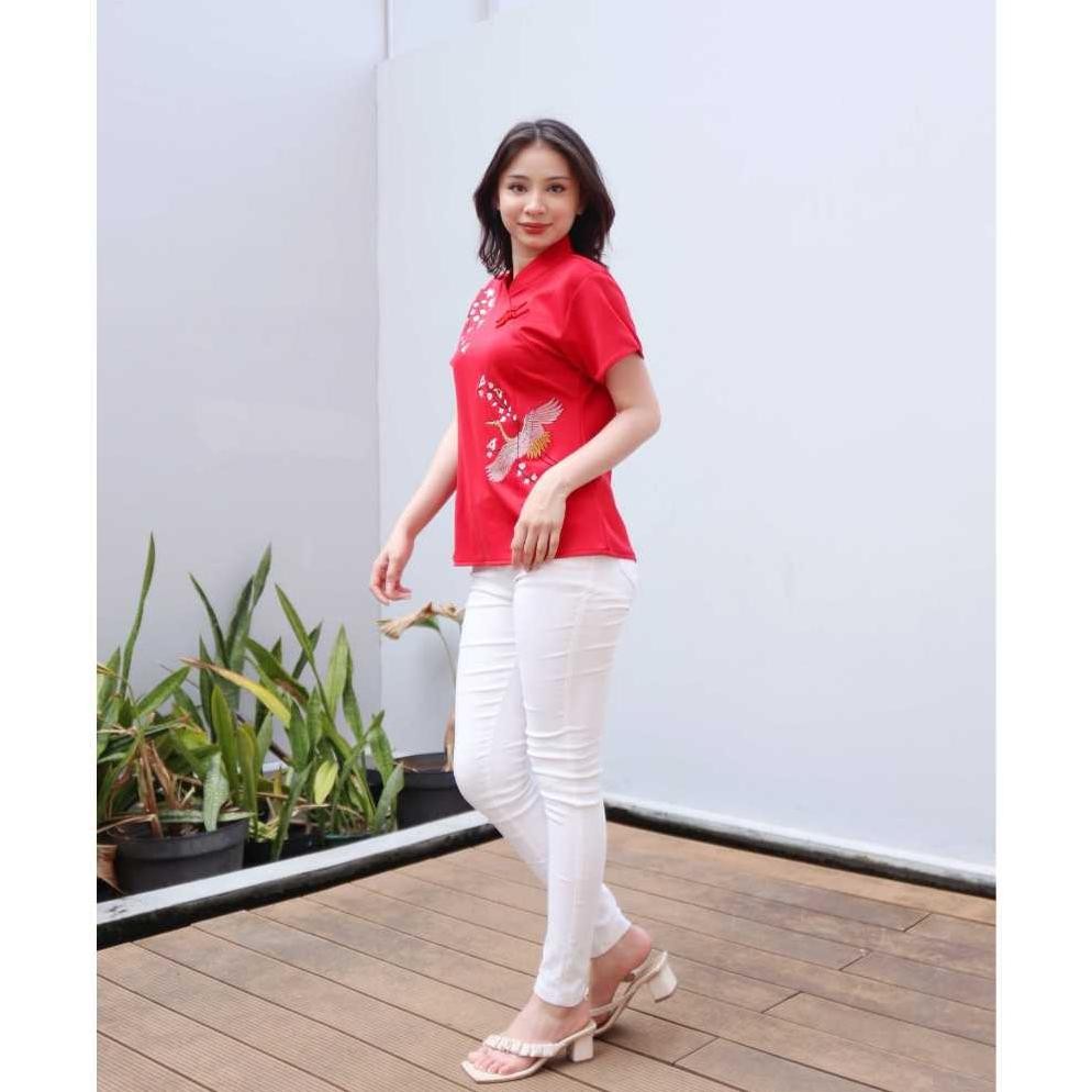 Blouse Imlek Blouse Cheongsam Blouse Chongsam Blouse Merah Imlek Blouse Sincia Atasan Imlek Merah Ba