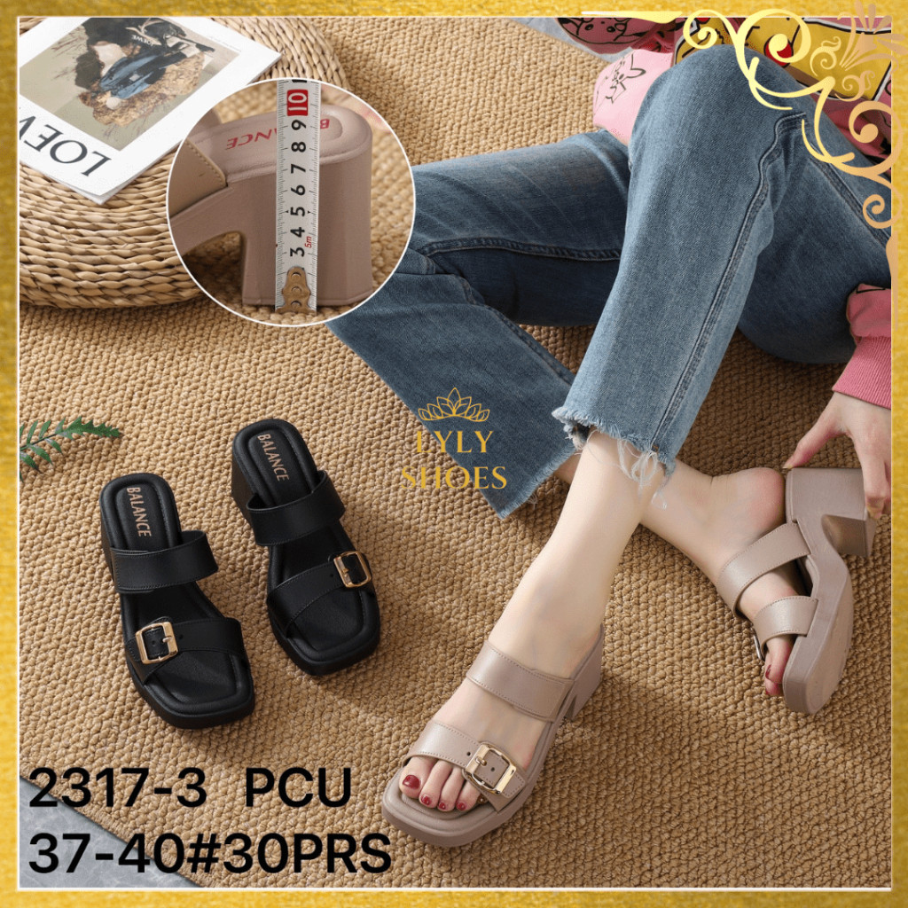 SEPATU SANDAL WANITA  Sandal Karet Wanita Wedges Balance Double Strap Hak Tinggi 2317-3