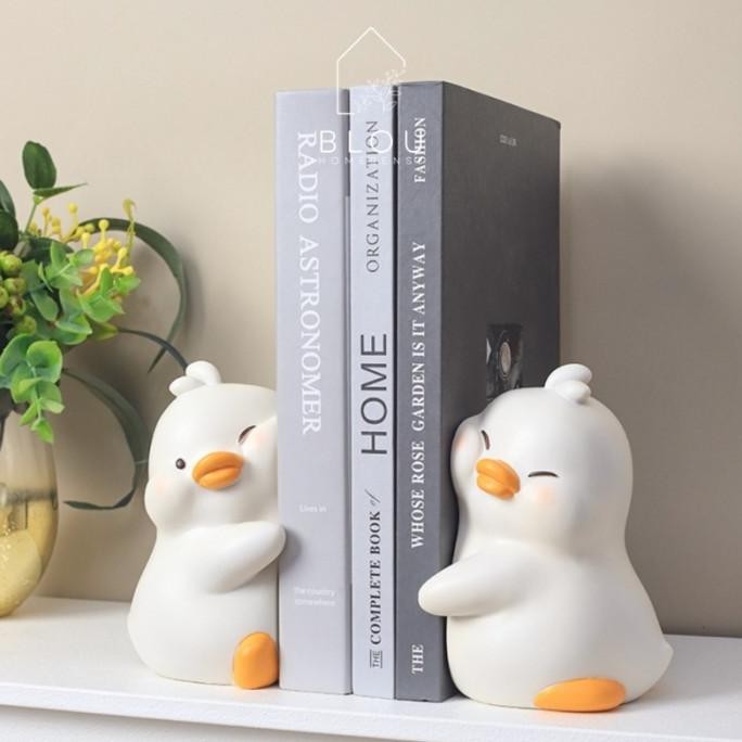 

TERLARIS - Blou Duck Set Book Stand bookends Penahan Penahan Buku Bebek Lucu Unik